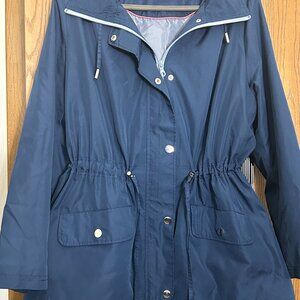 Breckenridge Slate Blue Cinched Waist Utility Jacket Women’s XL Hooded